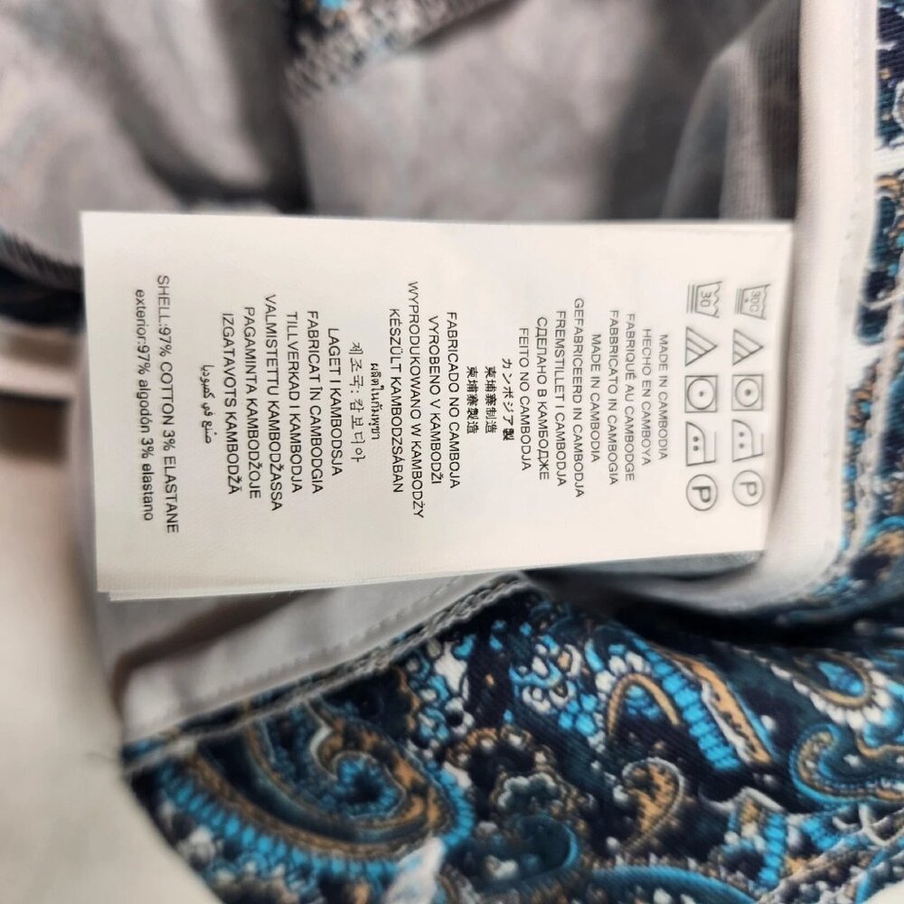 Michael Kors Plus Size Paisley Capri Pants 24W Midnight Blue Stretch - Picture 7 of 9